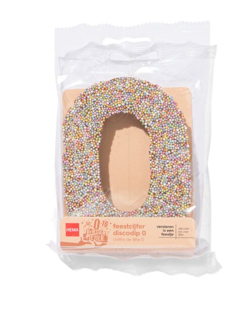 chiffre de fête 0 en chocolat avec perles multicolores