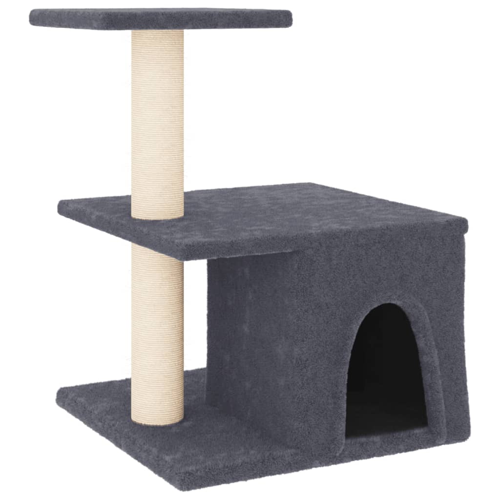 Arranhador para gatos vidaXL com hastes de sisal cinza escuro, 48 cm