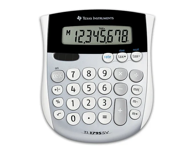 Regnemaskine Texas Instruments TI-1795 SV med 8 cifre - solpanel, batteri, bordmodel