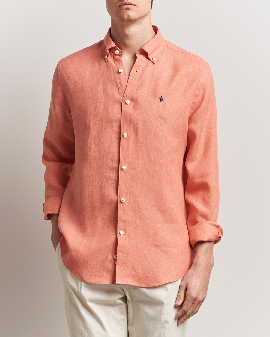 Morris Douglas Linen Button Down Shirt Burnt Orange