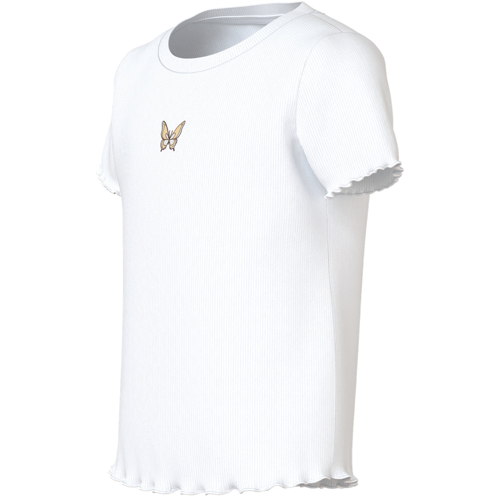 Køb Name It Bright White Butterfly Embroidery Nmfvivemma Ss Slim Top