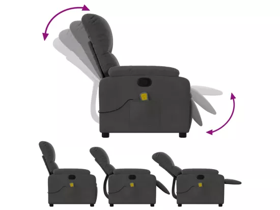 Fauteuil inclinable de massage gris foncé tissu microfibre