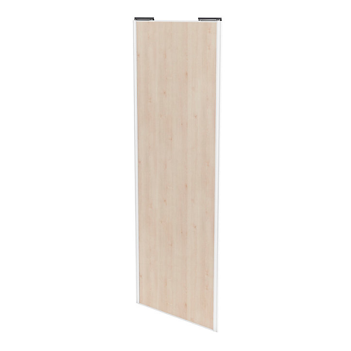 Porte de placard coulissante effet chêne clair profil blanc GoodHome Arius H. 248,5 x L. 92.2 cm + amortisseurs