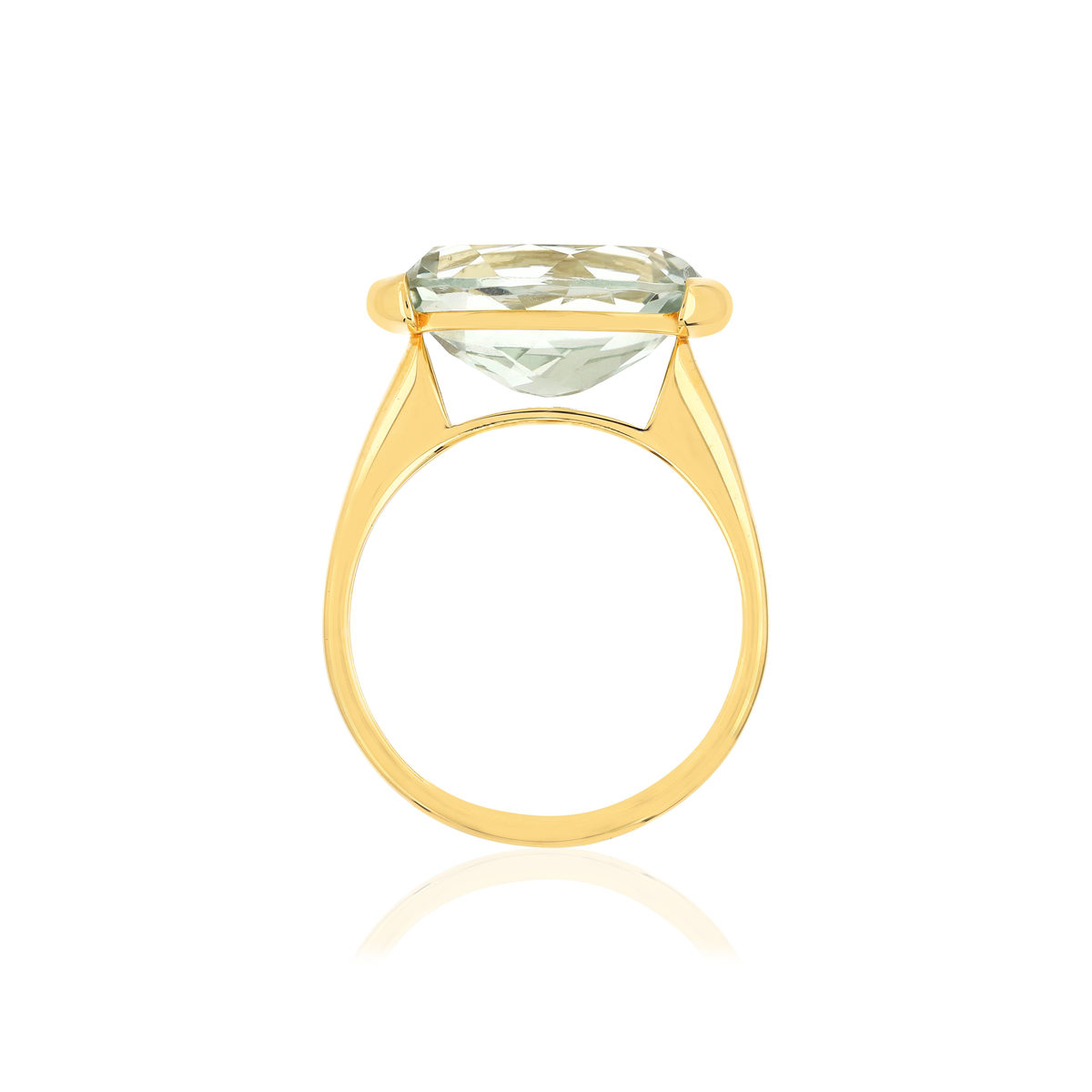 Bague or jaune 750, 1 quartz vert de 4,77 carats
