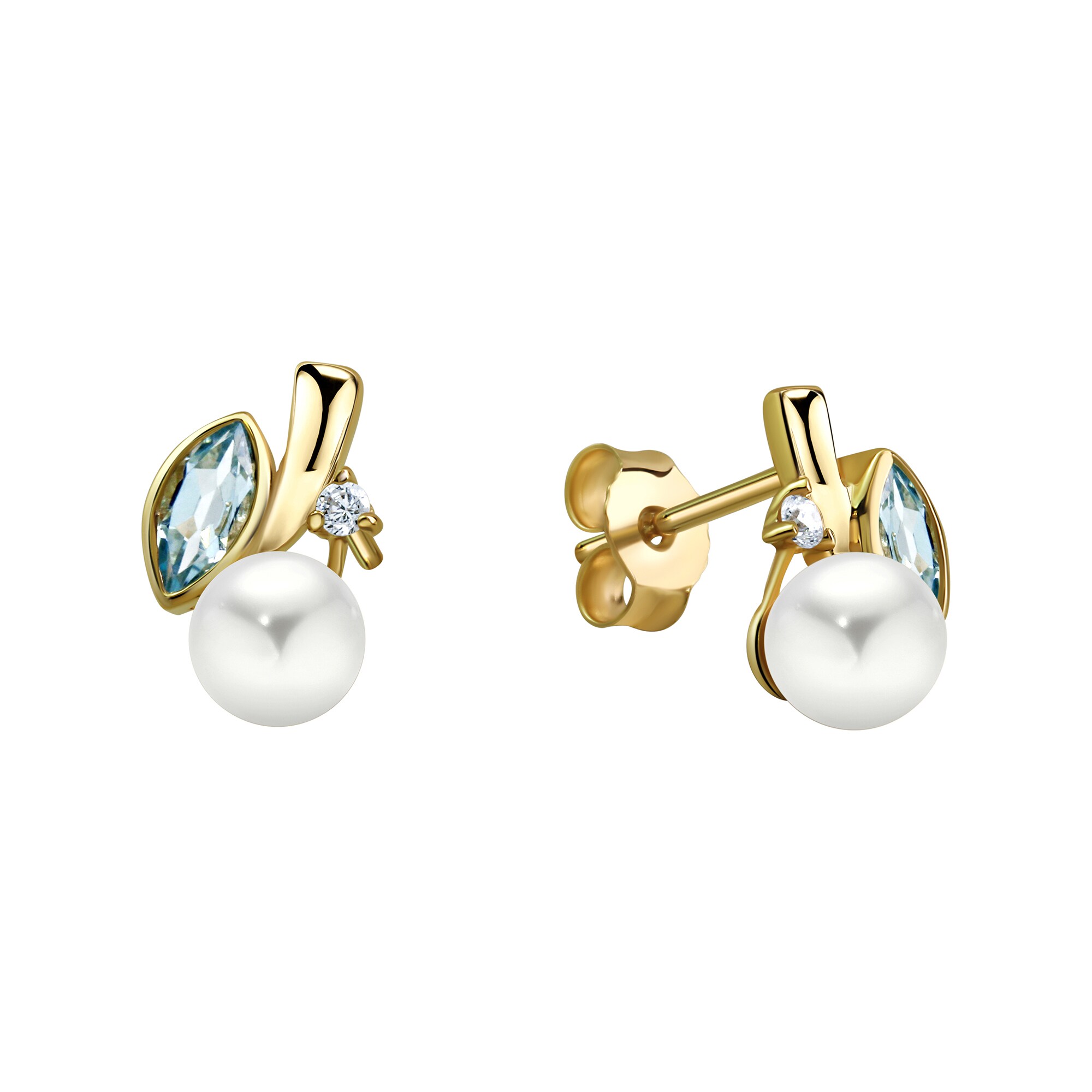Fascination by Ellen K. Ohrstecker 375 Gold gelb Topas blau Zirkonia weiß Perle