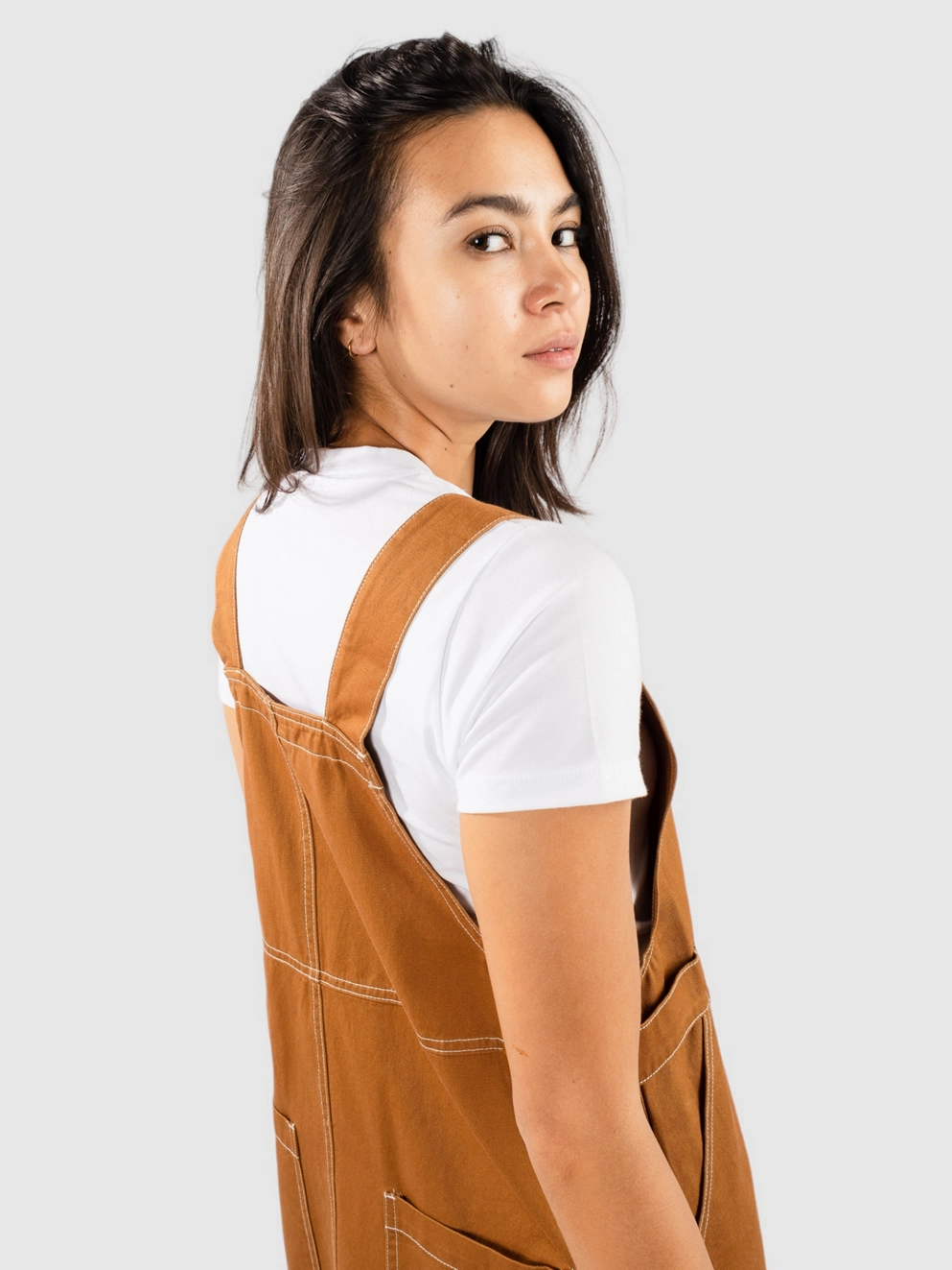 Santa Cruz Classic Pinafore Dress tan/white stitch