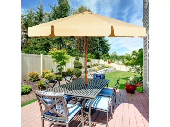 Parasol Inclinable Ø300CM avec Manivelle Anti-UV,Protection Solaire Toile Polyester Imperméable pour Jardin,Terrasse, Balcon