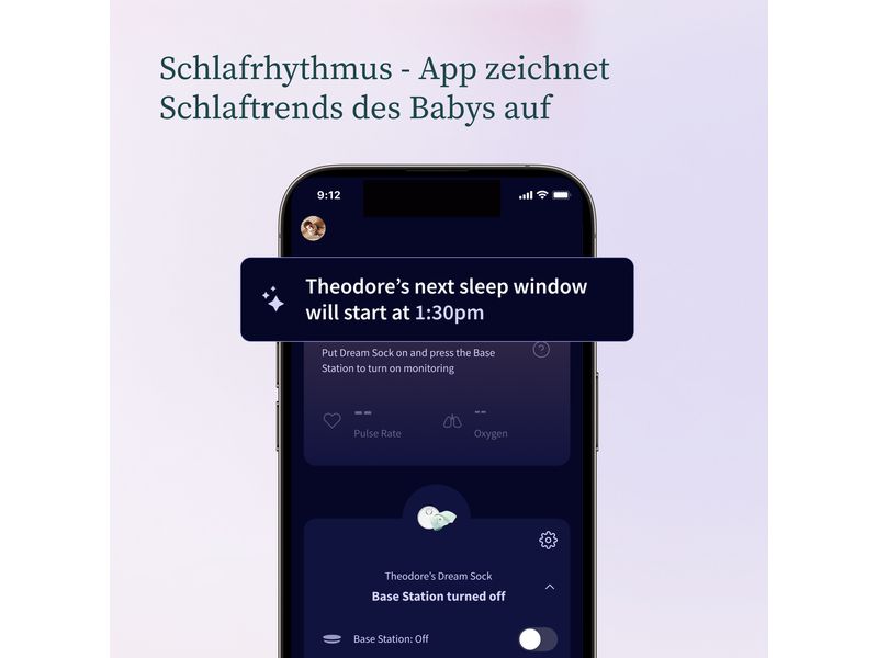 Owlet Babyphone Dream Sock Edelrosa Medizinisch geprüftes Babyphone mit Echtzeitmessungen und Gesundheitsmeldungen