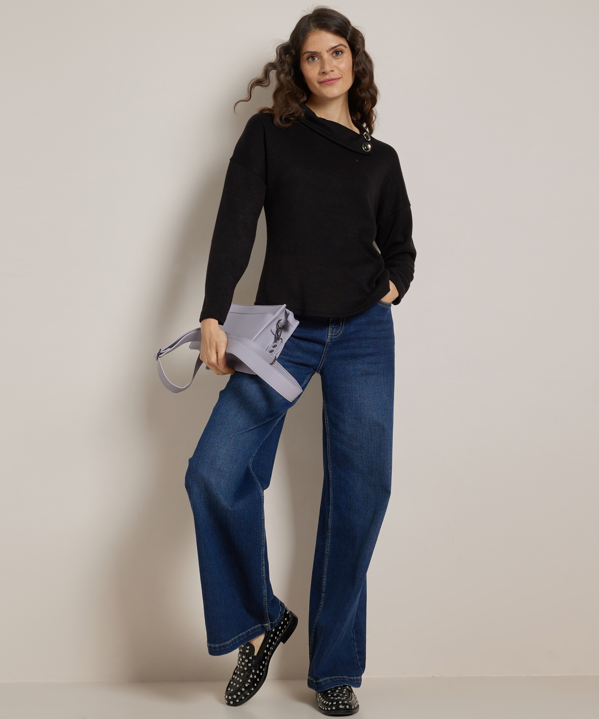 top met trendy kraag