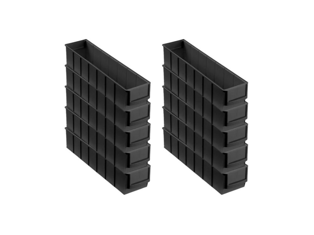 PROREGAL Geleidende industriële doos 400 S HxBxD 8,1 x 9,1 x 40 cm 2,2 liter ESD-opbergdoos Assortimentsdoos Kleine onderdelendoos