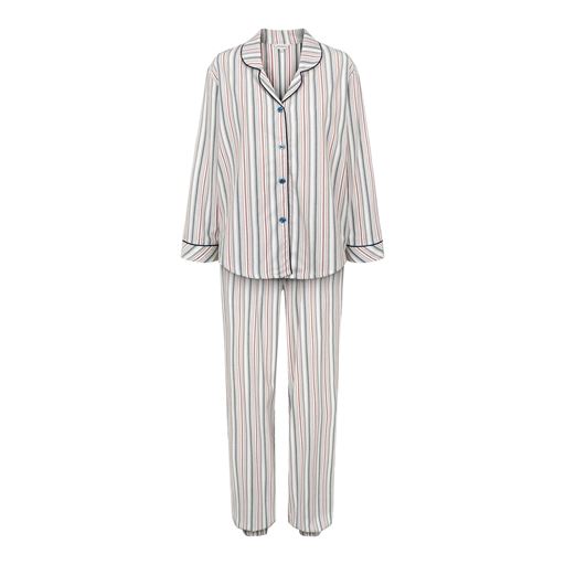 Lady Avenue Bamboo Flannel Pyjamas, Blue/Red Stripes, XL