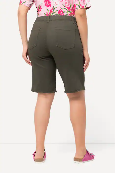 Bermuda, Fransensaum, Elastikbund, lodengrün