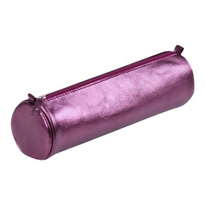 Clairefontaine - Trousse ronde - cuir - cerise