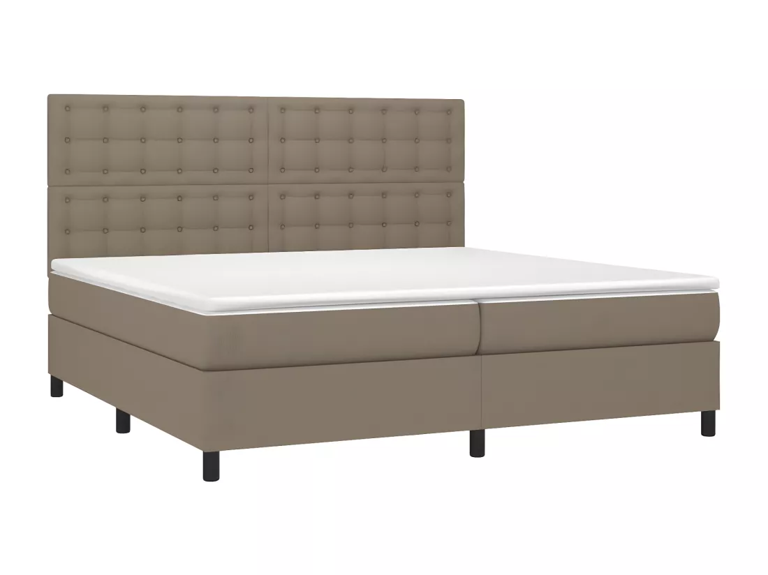 Sommier tapissier et matelas et LED Taupe 200x200 cm Tissu