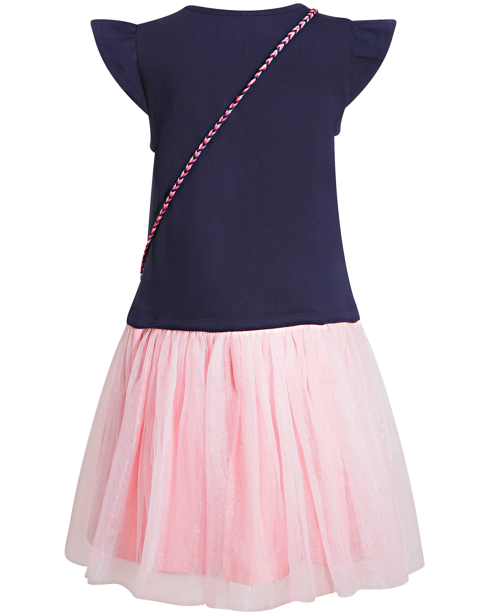 Kurzarm-Kleid PAILLETTEN UNICORN mit Tasche in navy