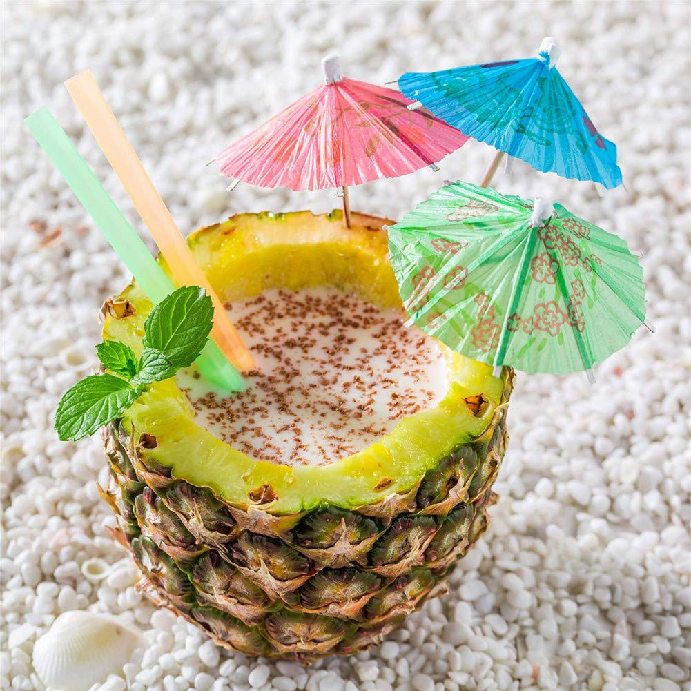 (50er Set) Papier Cocktail Schirmchen Sommer Party Spiesse Deko Getränke Schirm - Bunt