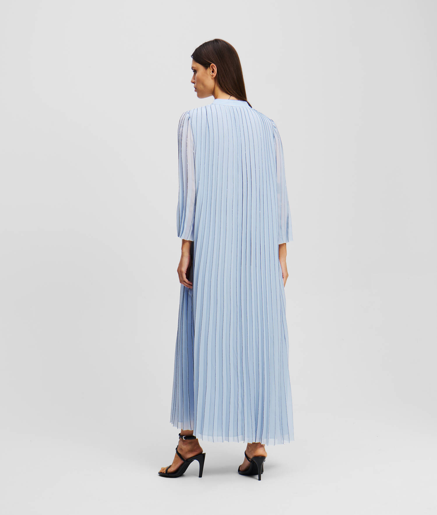 ROBE LONGUE PLISSÉE - Bleu Kentucky