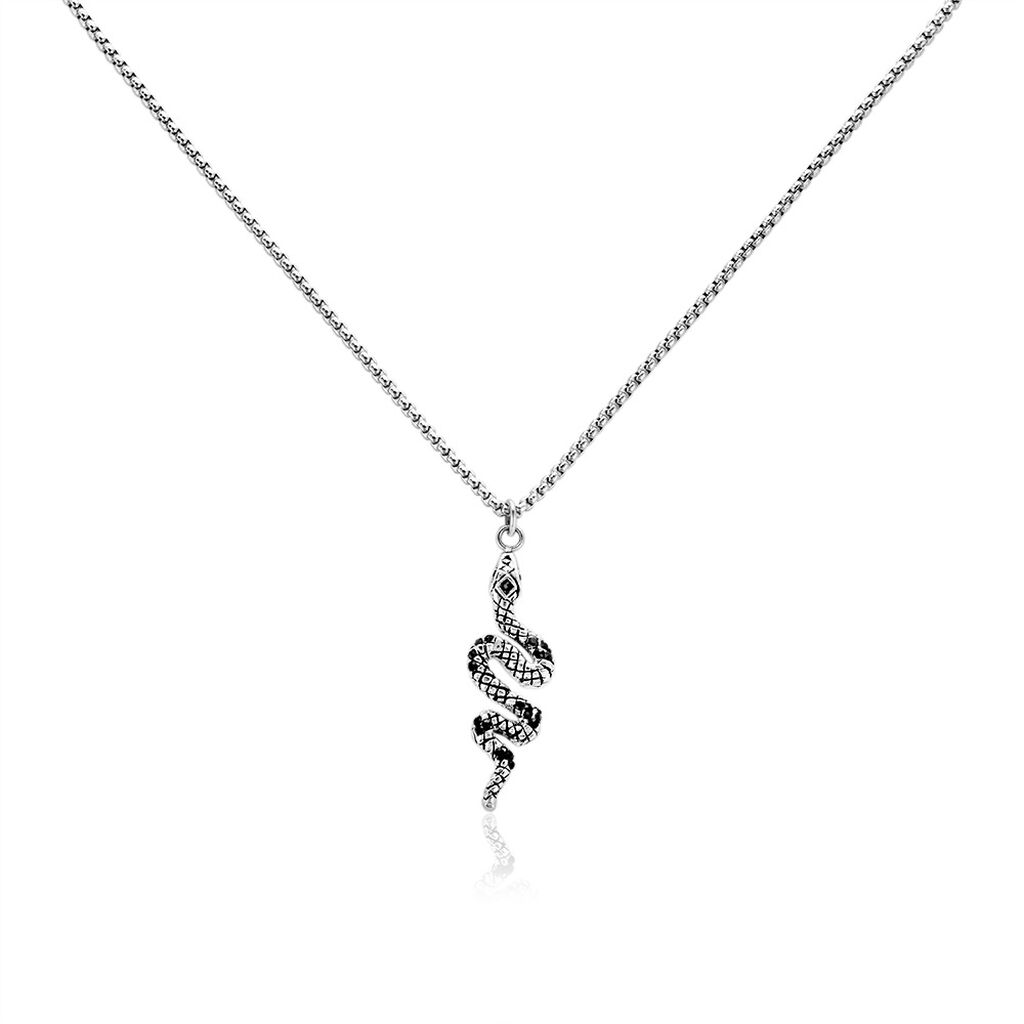 Collier Venin Acier Bicolore Oxyde De Zirconium