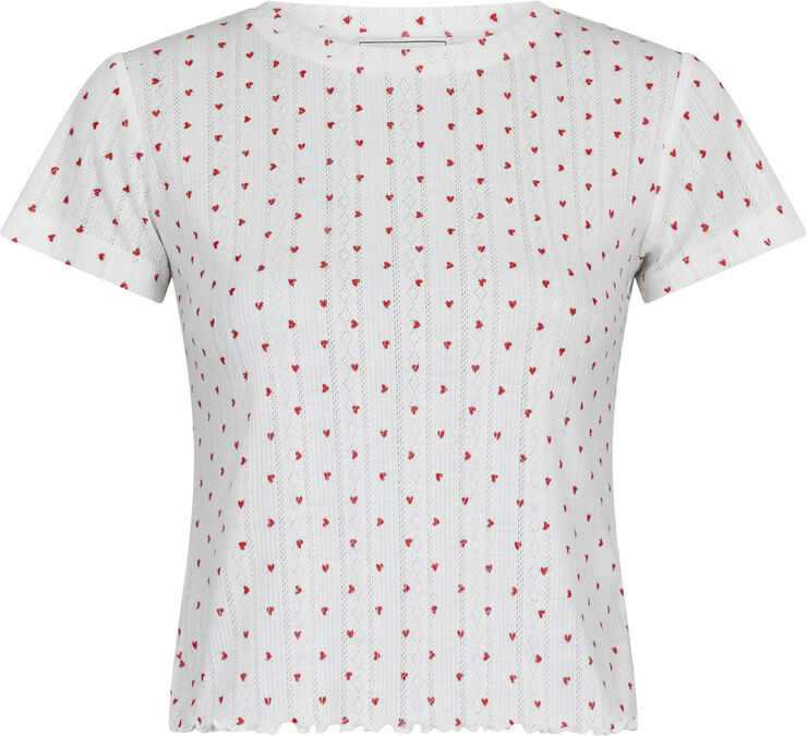 Neo Noir Lonnie Pointelle Heart Top White