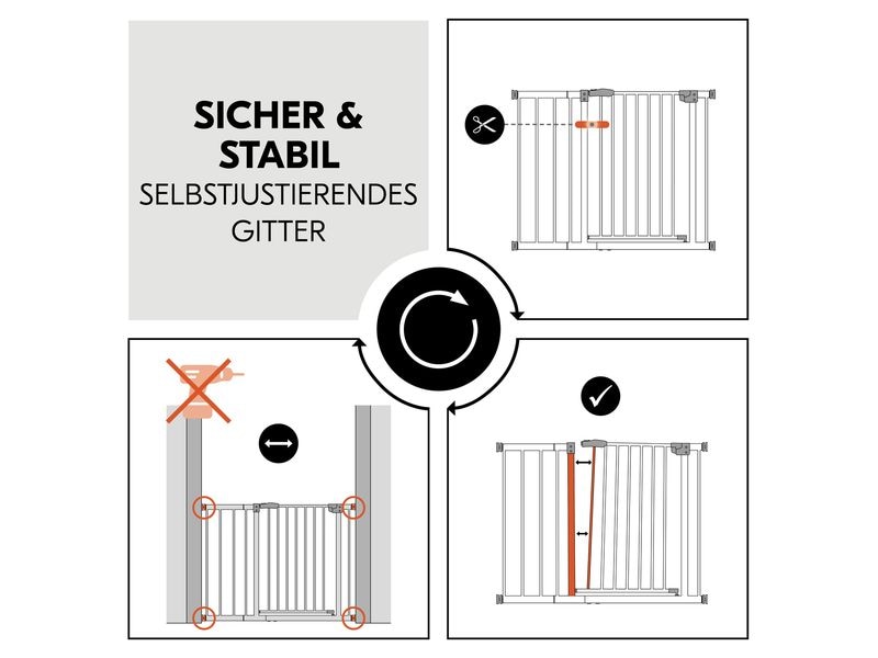 Hauck Türschutzgitter Clear Step Autoclose 2  21 cm Weiss Barrierefreies, automatisch schliessendes Tür- und Treppenschutzgitter-Set