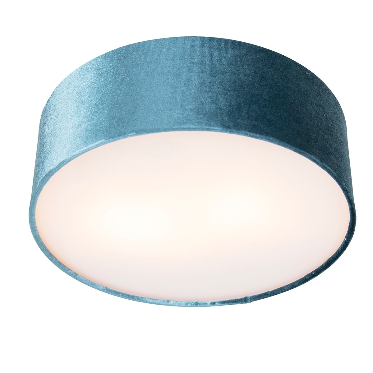 Moderne plafondlamp blauw 30 cm met gouden binnenkant - Drum