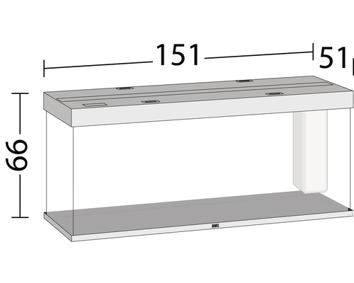 JUWEL Rio 450 aquarium met LED-verlichting, pomp, filter, verwarming (zonder kast), grijs