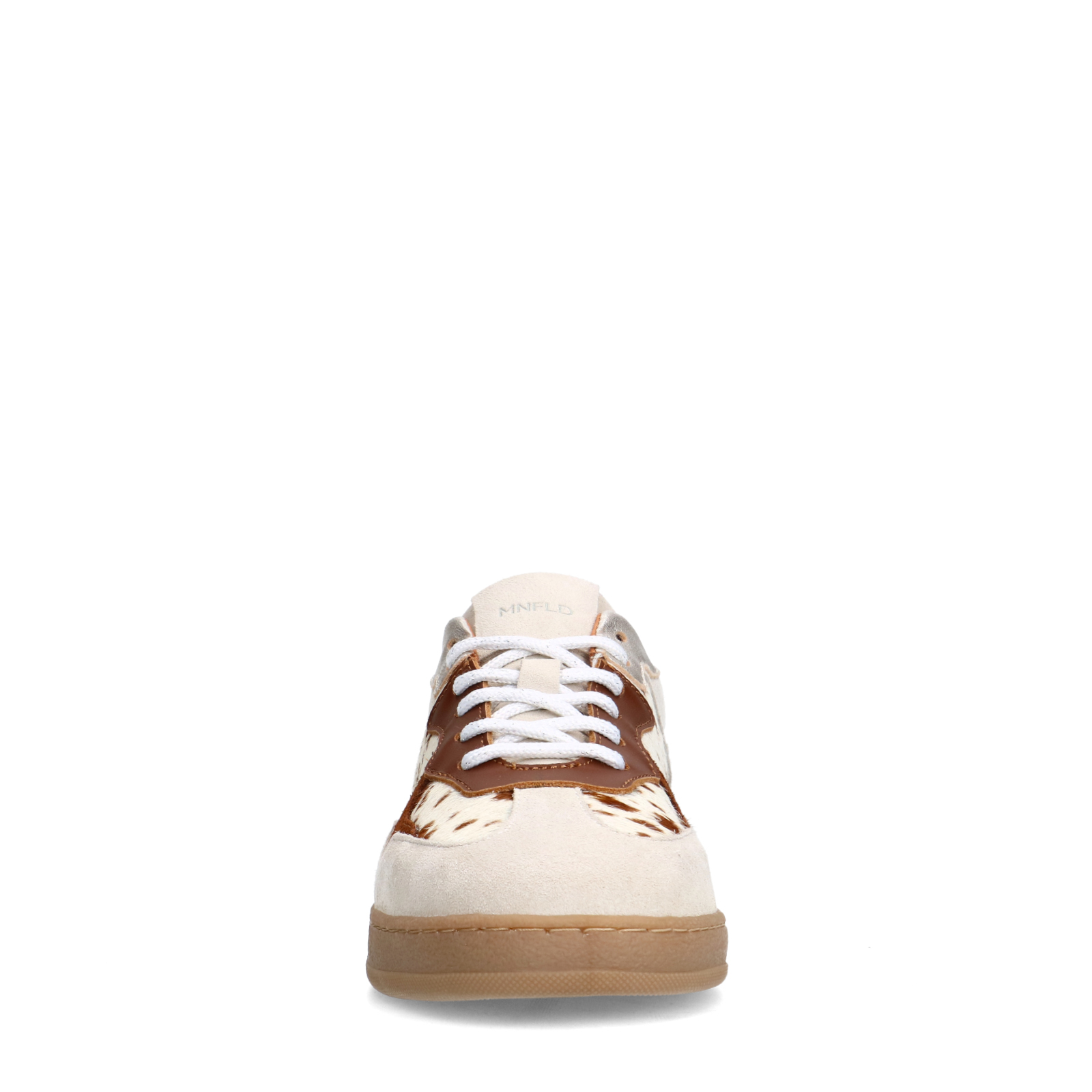 Beige suède sneakers met cow details