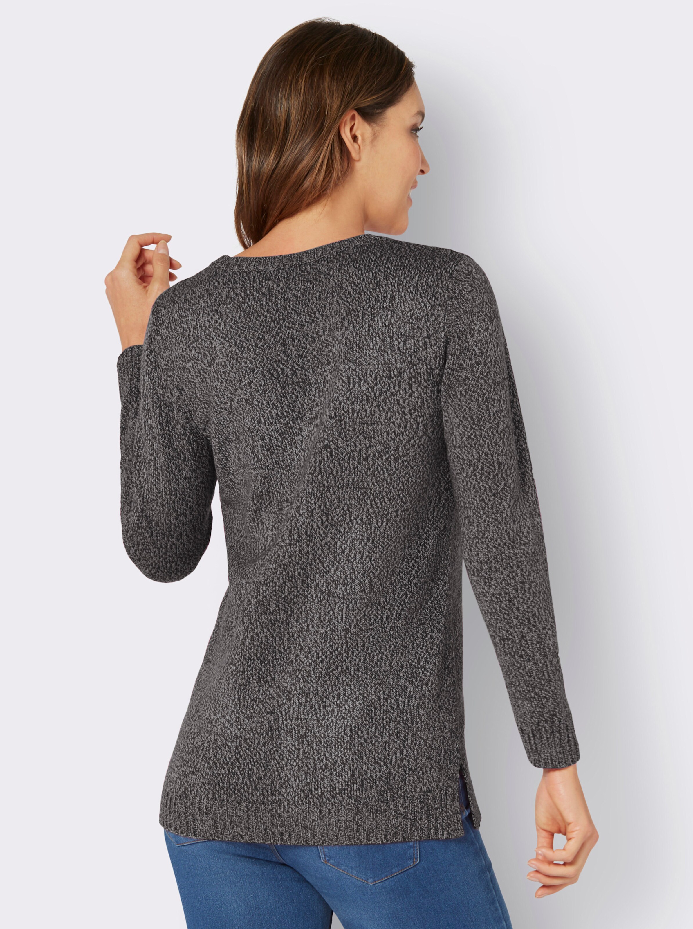 Longpullover aus Melange-Garn