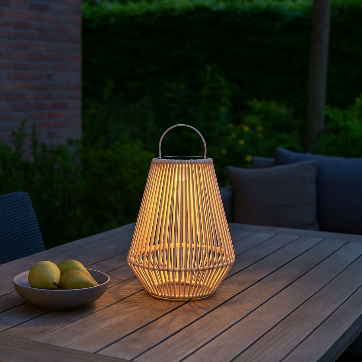 Bohemian tafellamp beige incl. LED 3-staps dimbaar IP54 solar oplaadbaar - Duca