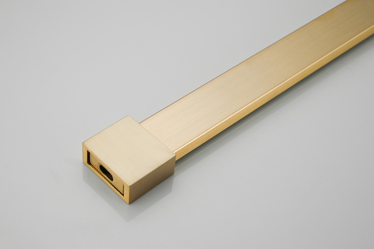 Saniclear Bright inloopdouche 100cm met handdoekhouder en helder glas geborsteld messing - mat goud