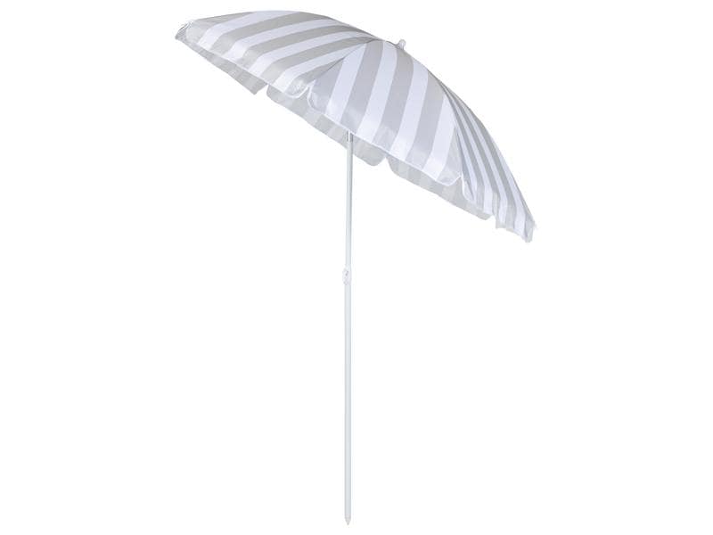 KOOR Sonnenschirm Marino 180 cm, Grau/Weiss Strandschirm mit Lichtschutzfaktor 50