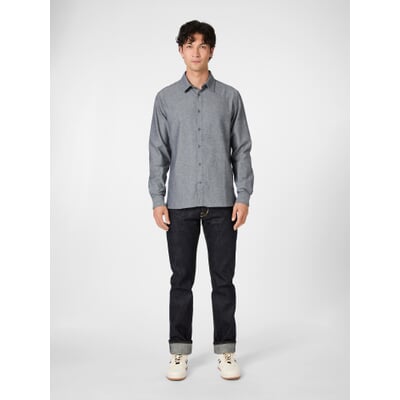 Herrenhemd Flanell, Blaumelange