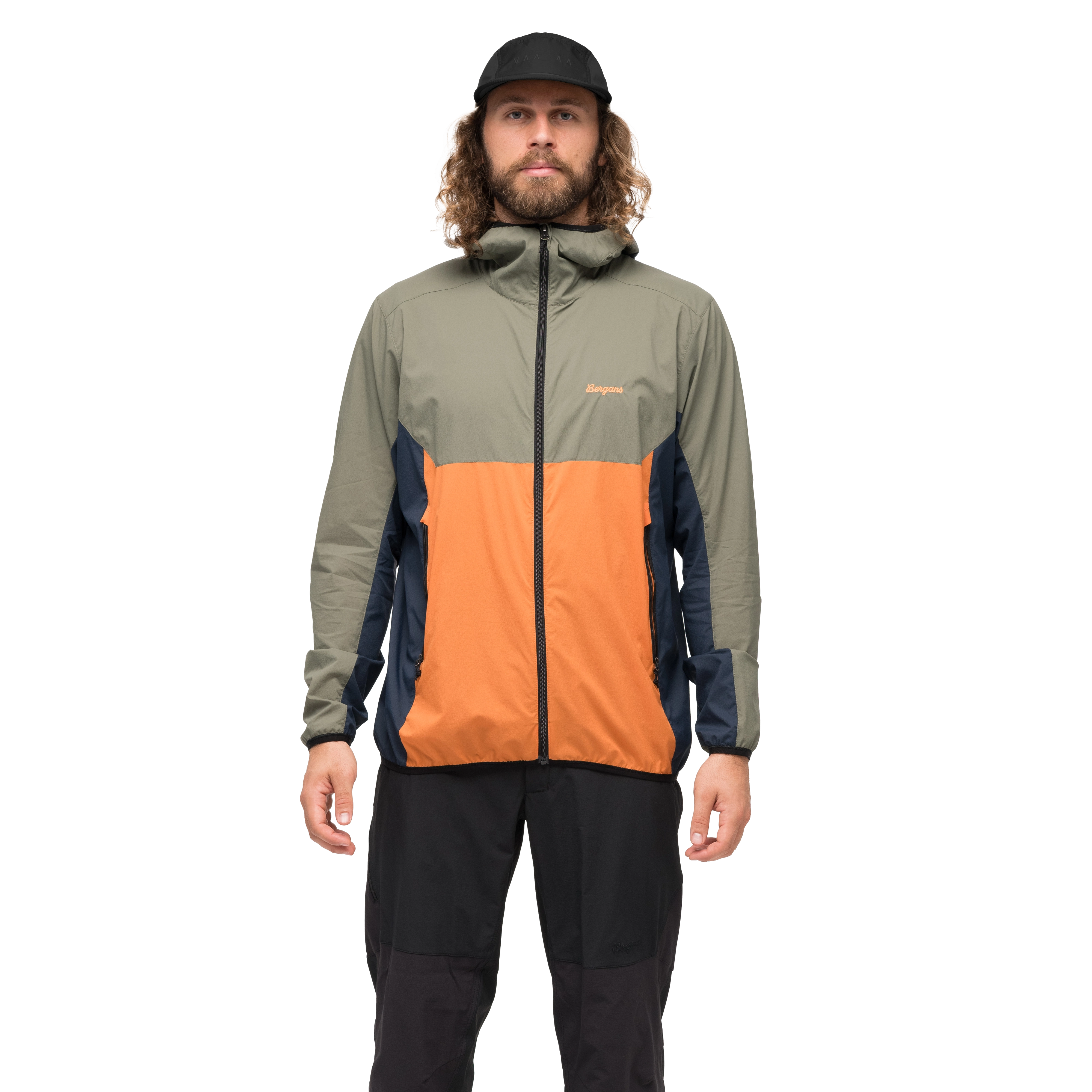 Vaagaa Windbreaker Jacket Men Faded Orange / Green Mud