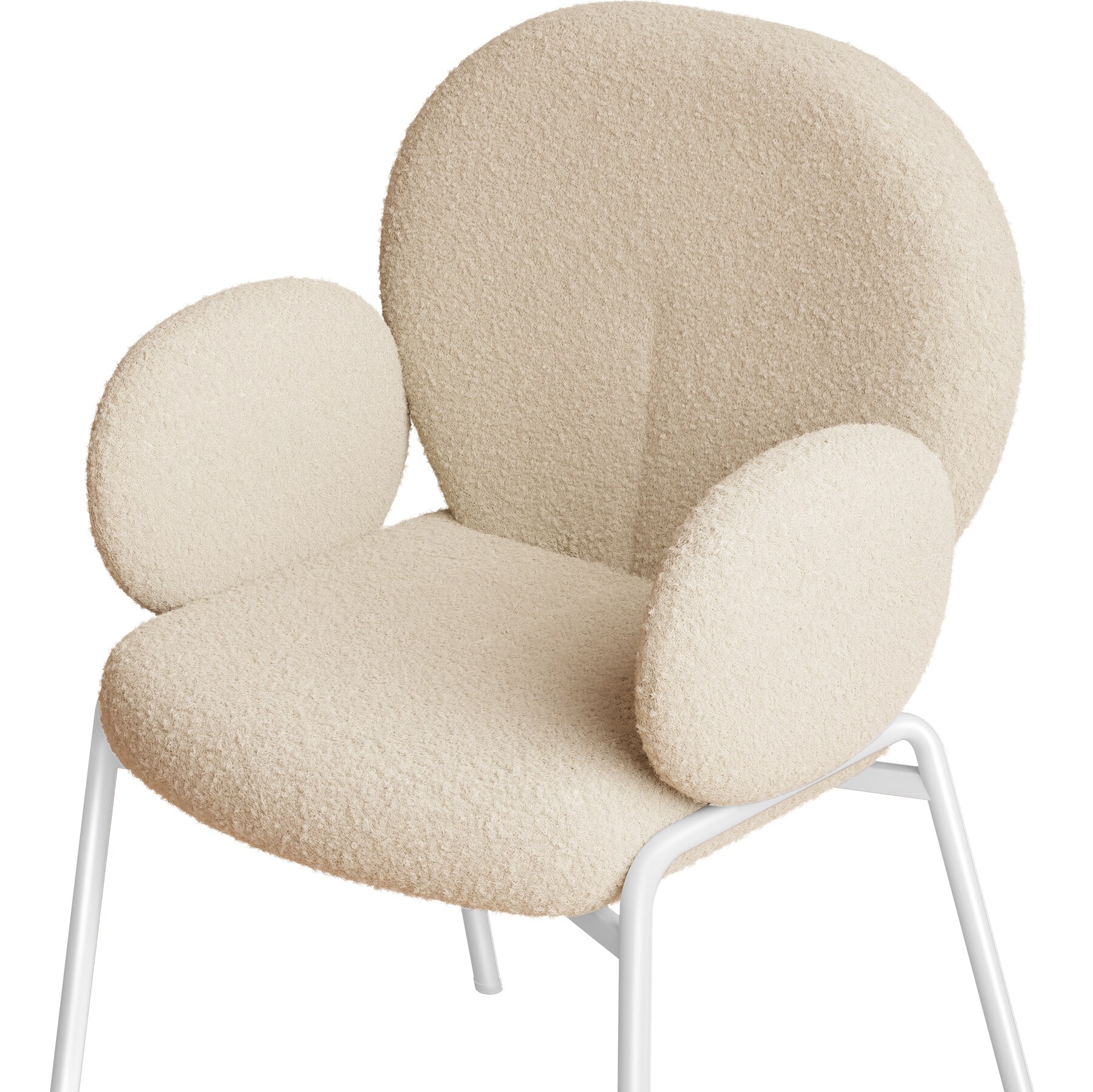tectake® Stuhl, gepolstert mit Bouclé-Bezug, runde Stahlbeine, Belastbarkeit 120 kg, 61,5 x 62 x 90 cm