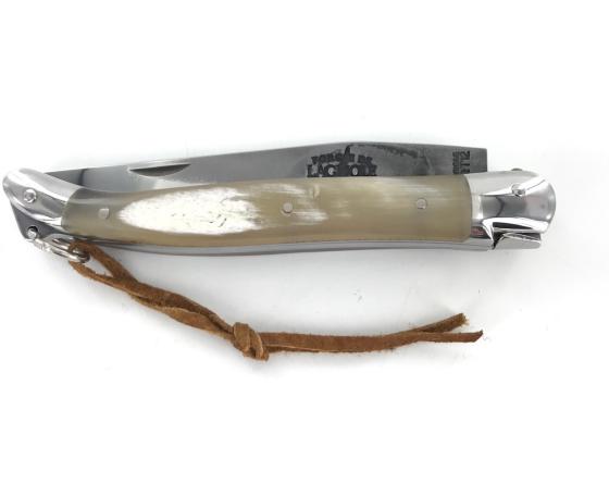 Laguiole Tradition 11 cm - 2 mitres - Corne d'Aubrac - Lame Brute de Forge Couteau de Poche Forge de Laguiole