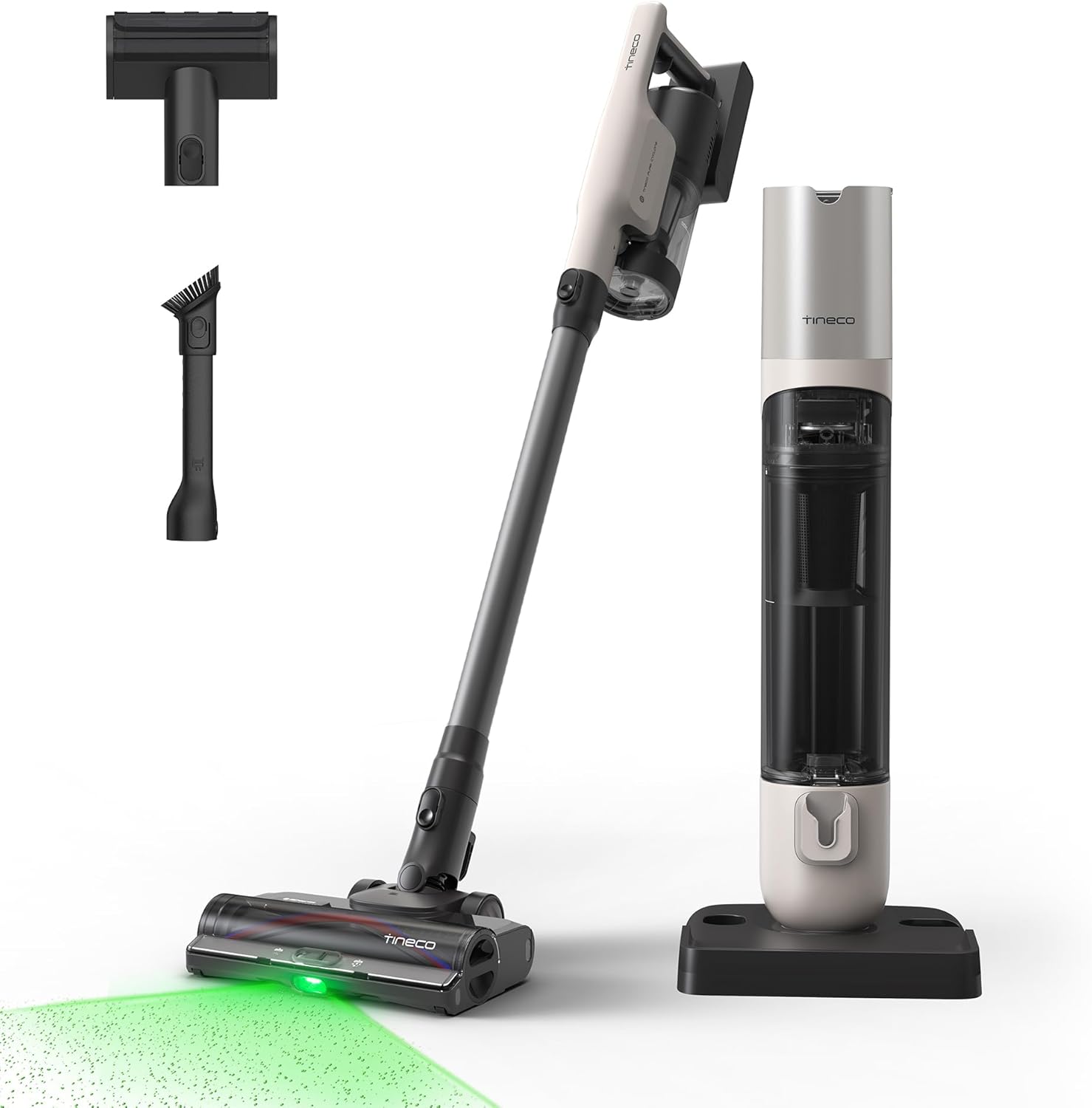 Tineco Pure ONE Station 5 PRO Kabelloser Akku Staubsauger, vollständiger Selbstreinigung, 200AW Saugkraft, Bis zu100 Min Laufzeit, ZeroTangle, EdgeSense, LightSense