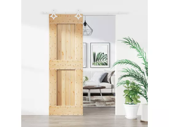 Porte coulissante et kit de quincaillerie 70x210 cm pin massif