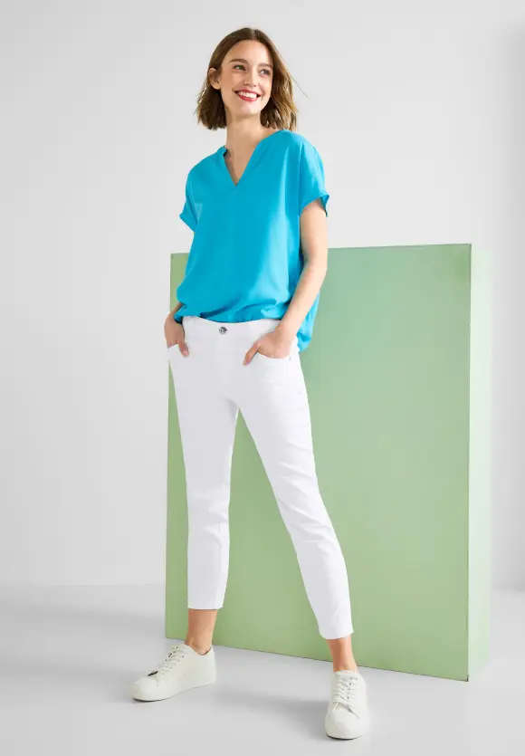 Casual Fit Seidenoptik Hose - White