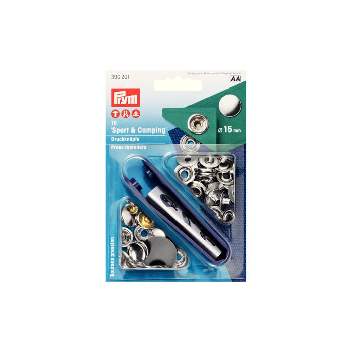Prym-10 drukknopen 'sport en camping' zilverkleurig 15 mm