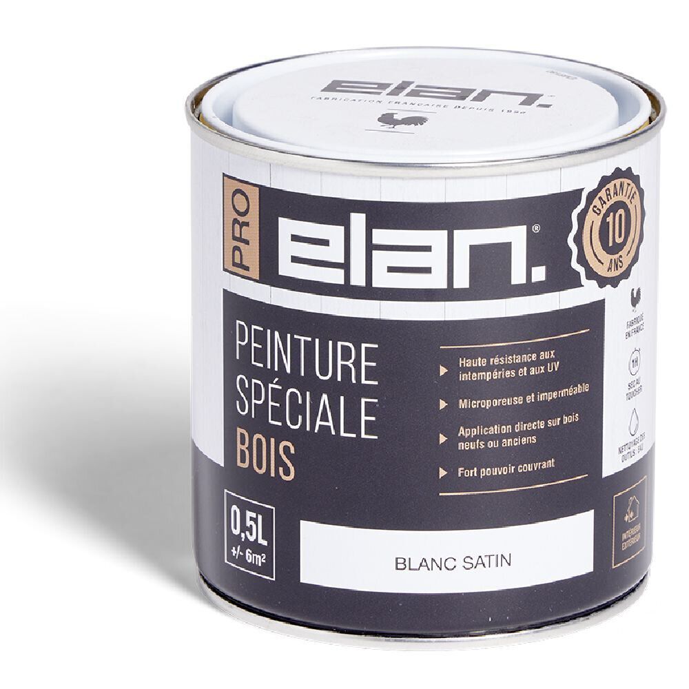 Pot peinture Elan bois int/ext blanc 0,5L