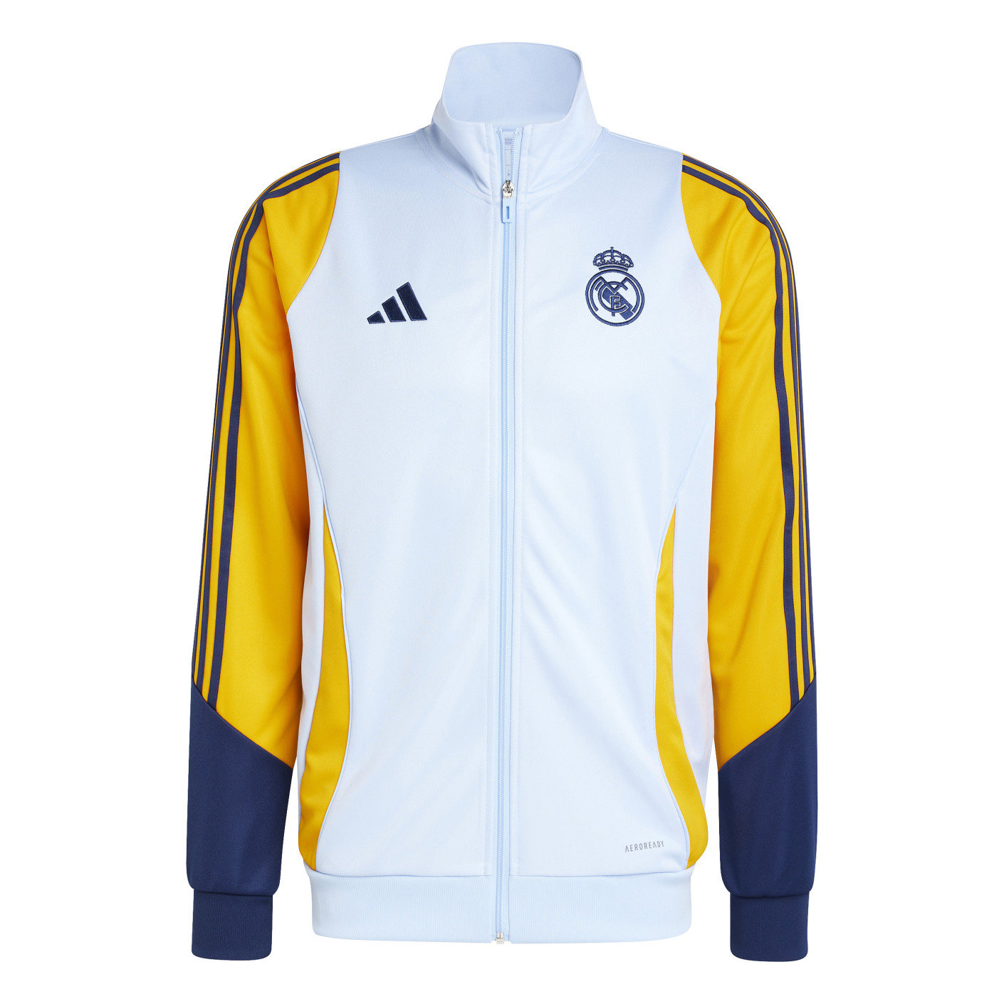 Adidas Real Madrid Trainingspak Full-Zip 2024-2025 Lichtblauw Donkerblauw Geel