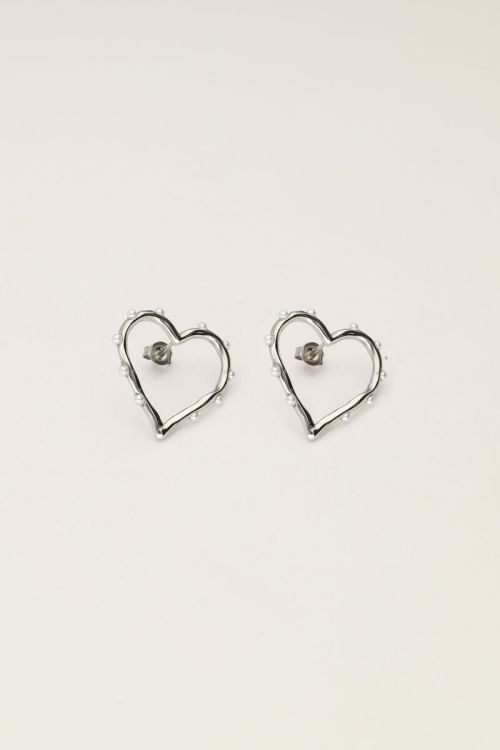 Studs met open hart en parels