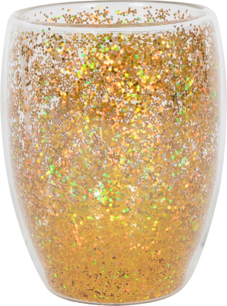 Dubbelwandig glas Confetti goud 350 ml