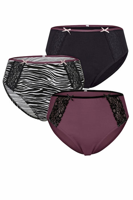 Jazzpants, 3er-Pack, Animal/Farbe, Spitzen-Einsätze
