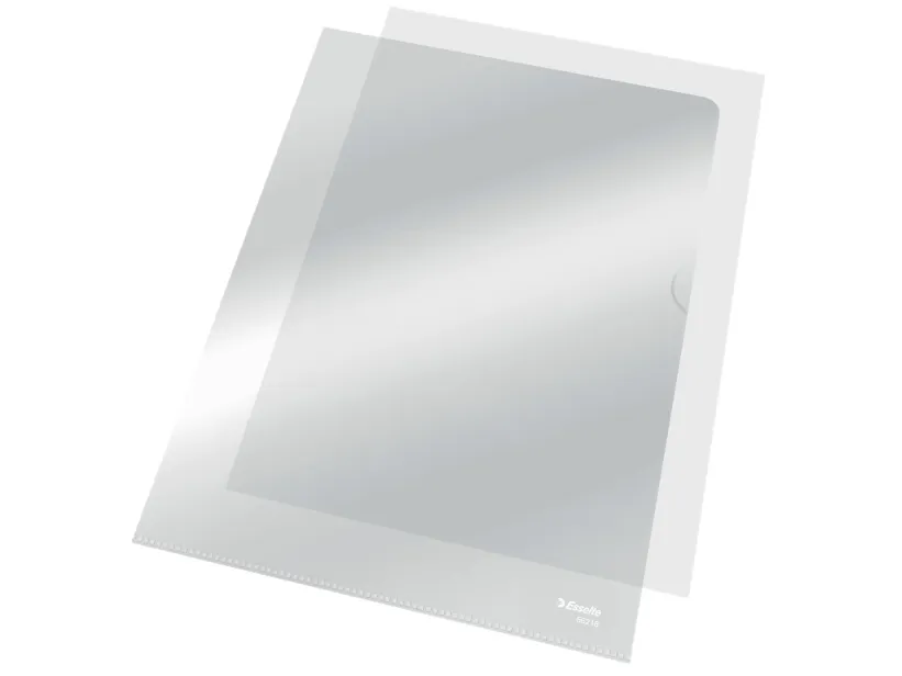 Plastomslag Esselte A4 105my PP glasklar - åben i top og højre side - (100 stk.)