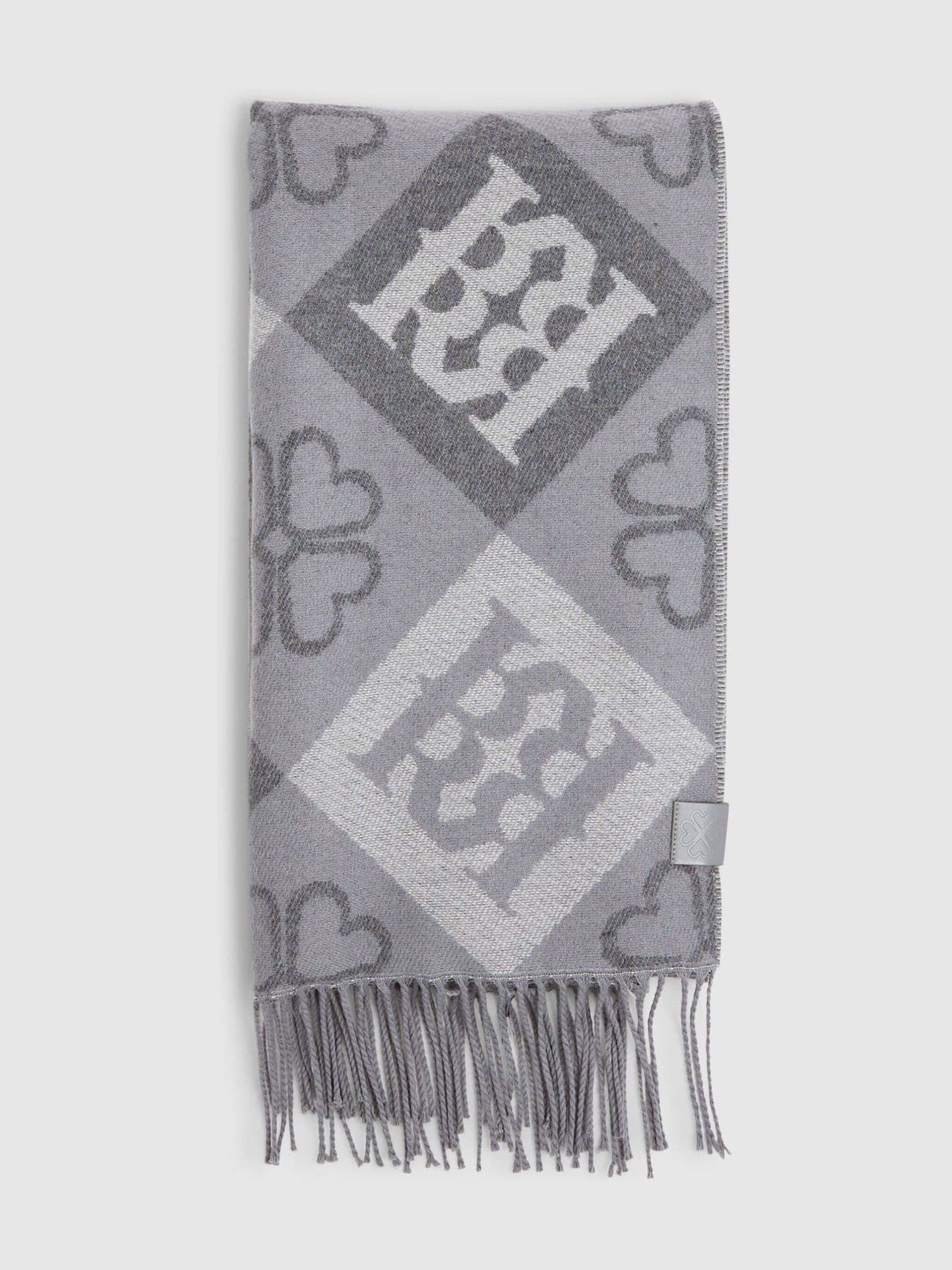 River Island Grey Tile Monogram Scarf