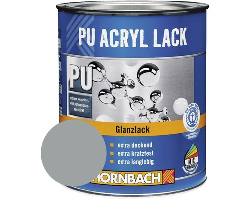 HORNBACH Gekleurde verf PU Acrylverf Glanzend RAL 7001 Zilvergrijs 750 l