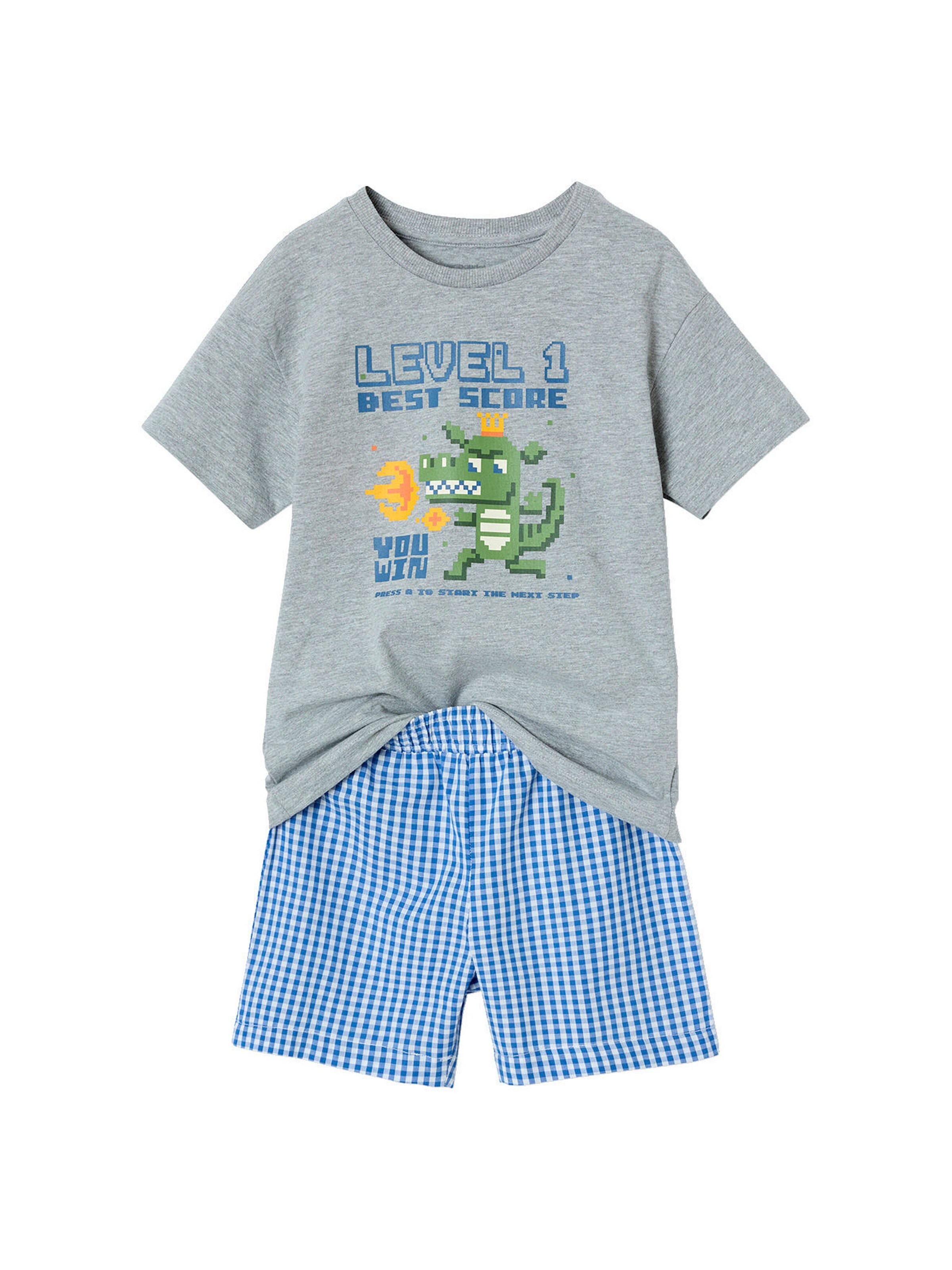 Vertbaudet 2er-Pack Jungen Sommer-Schlafanzüge mit Gamer-Print weiß