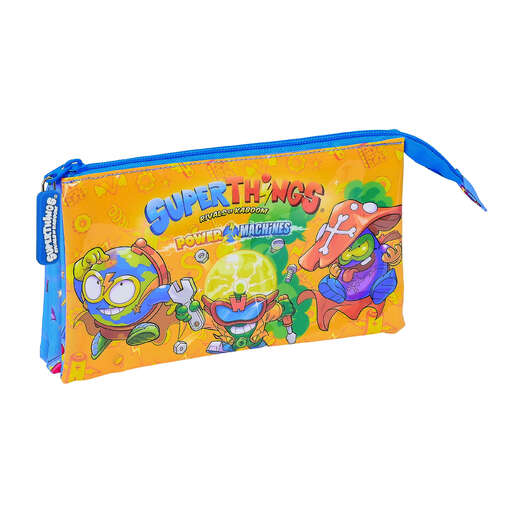 Estojo triplo para lápis Safta Superthings Série 7, 220x30x120 mm, azul/multicolorido