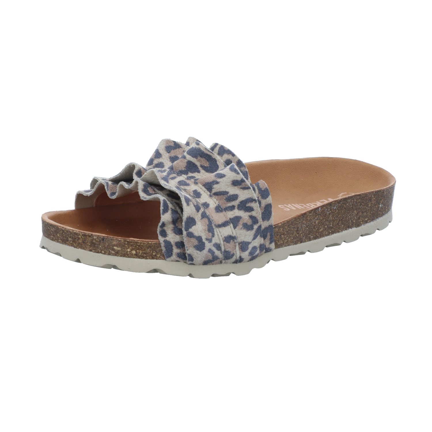 Verbenas Damen-Pantolette mit Tieffußbett Beige-Mehrfarbig